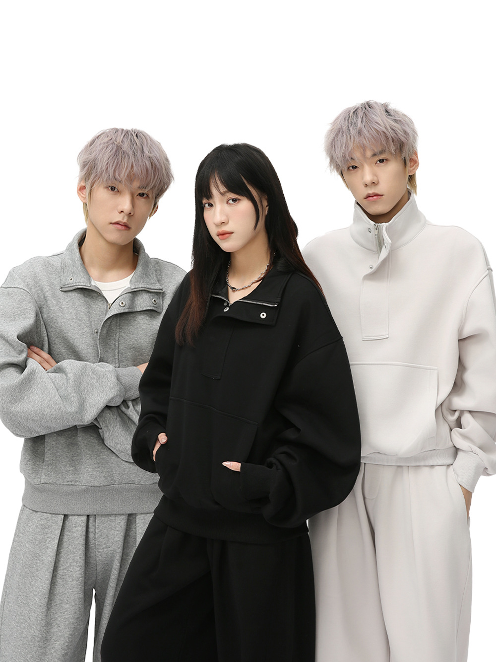 MTLCLOTHES Hombres| Coreano medio abierto con solapa ancha de color sólido contorno suelto conjunto deportivo casual