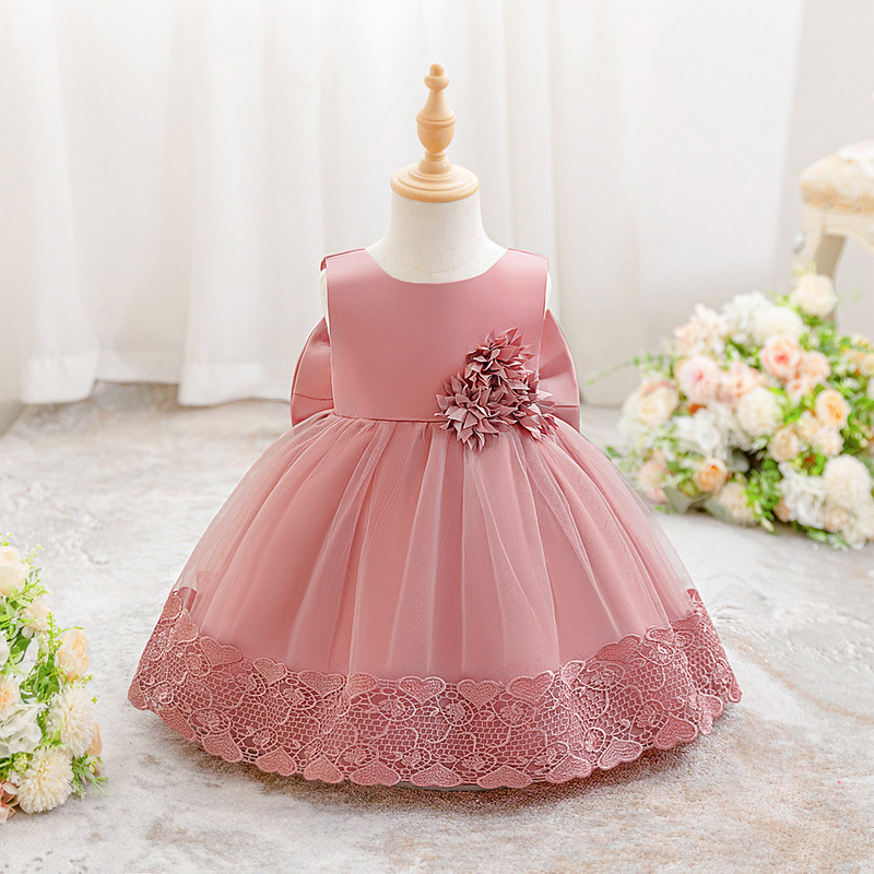 Cross-Border Children's Dress, Girl's Princess Dress, Fluffy Gauze One-Year-Old Flower Girl Dress with Bow, Newborn Infant Dress Cross-Border Children's Dress, Girl's Princess Dress, Fluffy Gauze One-Year-Old Flower Girl Dress with Bow, Newborn Infant Dress