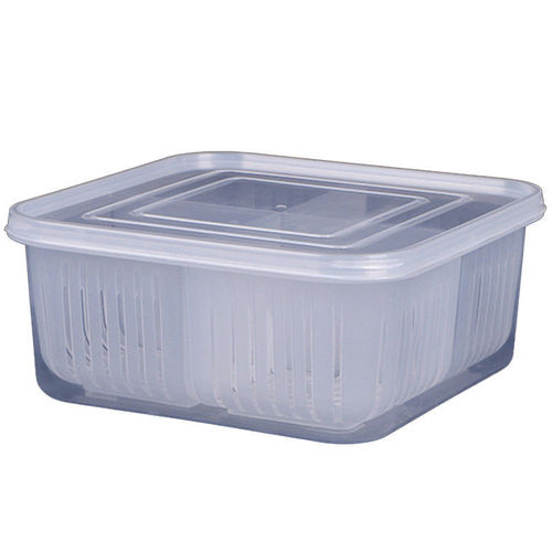 Thickened Kitchen Refrigerator Preserving Box with Lid, Divided Large Capacity Scallion, Ginger, and Garlic Preserving Box, Fruit Drainage Storage Box
