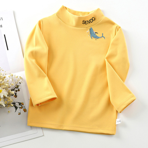 Derong children's bottoming shirt autumn and winter new long-sleeved cartoon tops medium collar warm autumn clothes for boys and girls