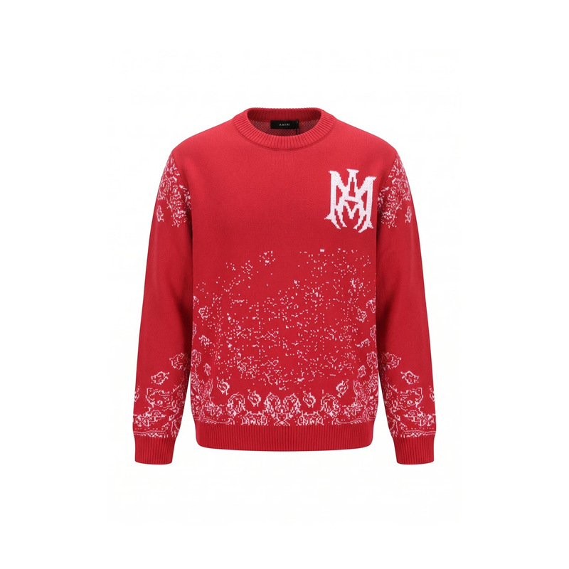 Cross-border e-commerce: AMI@RI letter logo jacquard knit sweater, round neck, long sleeves, unisex casual sweater, wholesale