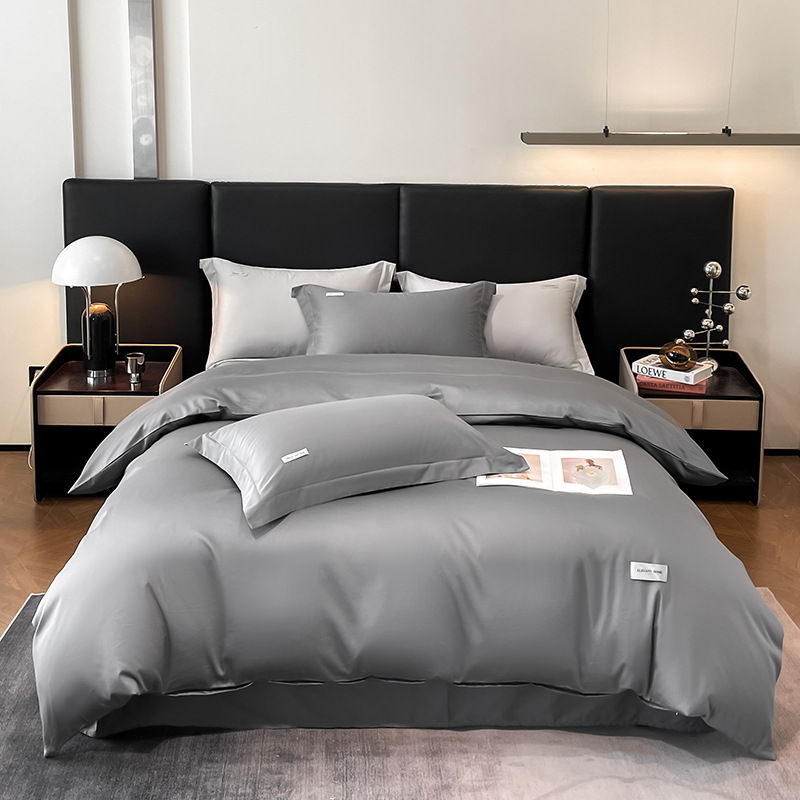 Juego de cuatro piezas de algodón de fibra larga, modelo nuevo 2024, 60 unidades, funda nórdica totalmente de algodón, estilo de sábana bajera individual, estilo de lujo ligero.