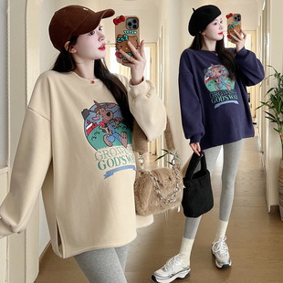 real shot high quality! Pregnant Women's Autumn and Winter New Korean-style All-match Age-reducing Loose plus size Slim-fit Dress