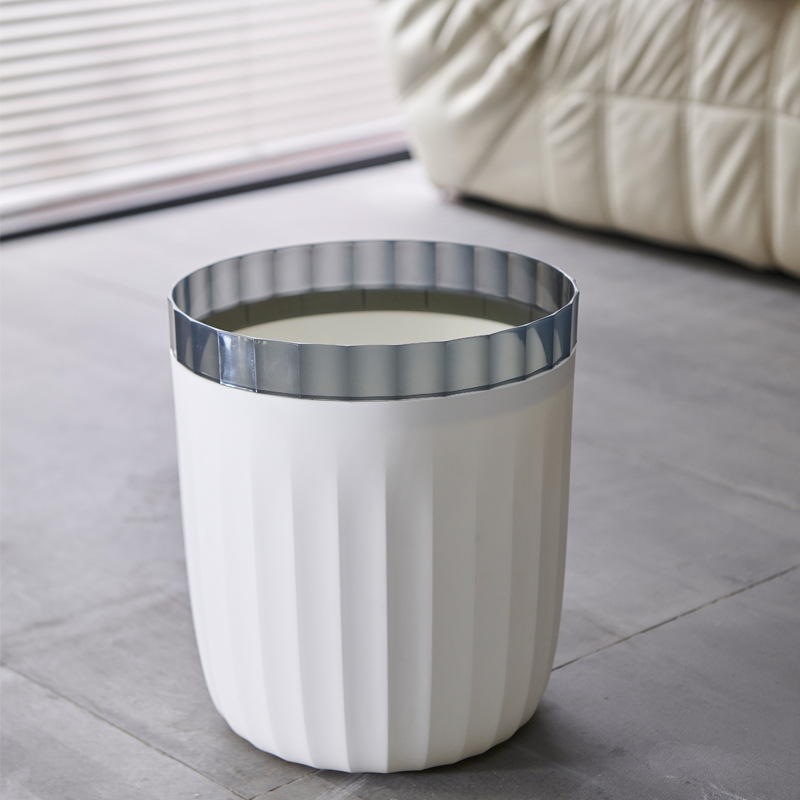 Cubo de basura para el hogar, sala de estar, cocina, cubo simple de gran capacidad para dormitorio, cesta de papel sin tapa para oficina, alta apariencia con anillo de presión