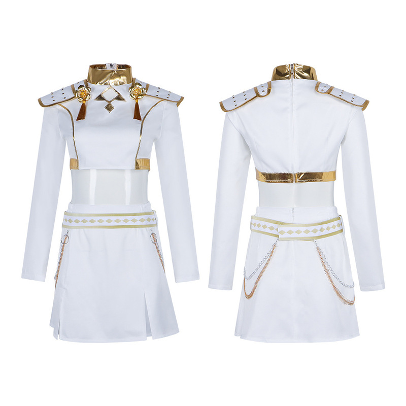 K-POP猎魔女团cos服 鲁米白色打歌服cosplay万圣节热门影视表演服|undefined