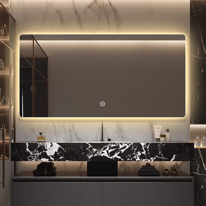 Factory Any Size Led Makeup Smart Mirror Simple Bathroom Wall-Mounted Washbasin Luminous Square Mirror with Light Removal