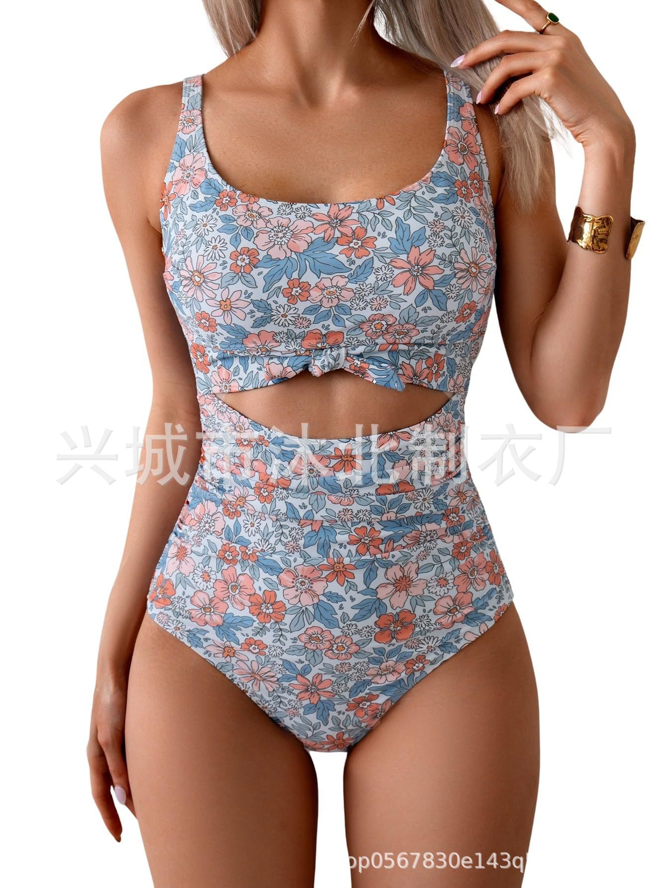 Nuevo traje de baño bikini sexy multicolor transfronterizo europeo y americano Traje de baño de una pieza hueco de costura de comercio exterior de Amazon 2025 image 12