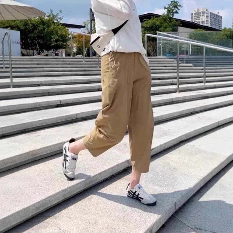 女性用速乾スポーツパンツ、夏用大きいサイズ、太MM、ハイウエスト、スリム、ゆったりカジュアルパンツ、薄手の9点ハーレムキャロットパンツ|undefined