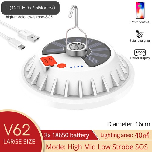 Cross-border best-selling LED night market light solar charging flying saucer light strip emergency power bank mobile solar light