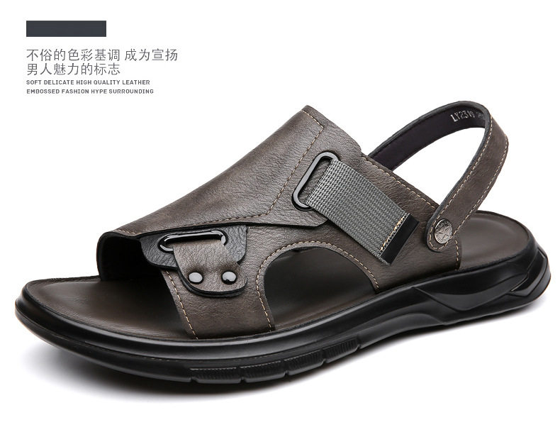 Dép sandal nam cỡ lớn thoáng khí đi biển, dép lê quai ngang hở ngón đi ngoài trời — CS2319 màu xám, CS2319 màu đen chi tiết 18
