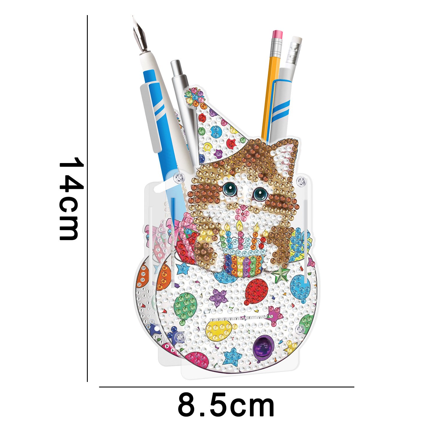 Accesorios para pintura de diamantes, soporte para bolígrafos DIY, estuche de PVC con diamantes de imitación de doble cara con diseño de animales, decoración de escritorio, disponible para distribución al por mayor.