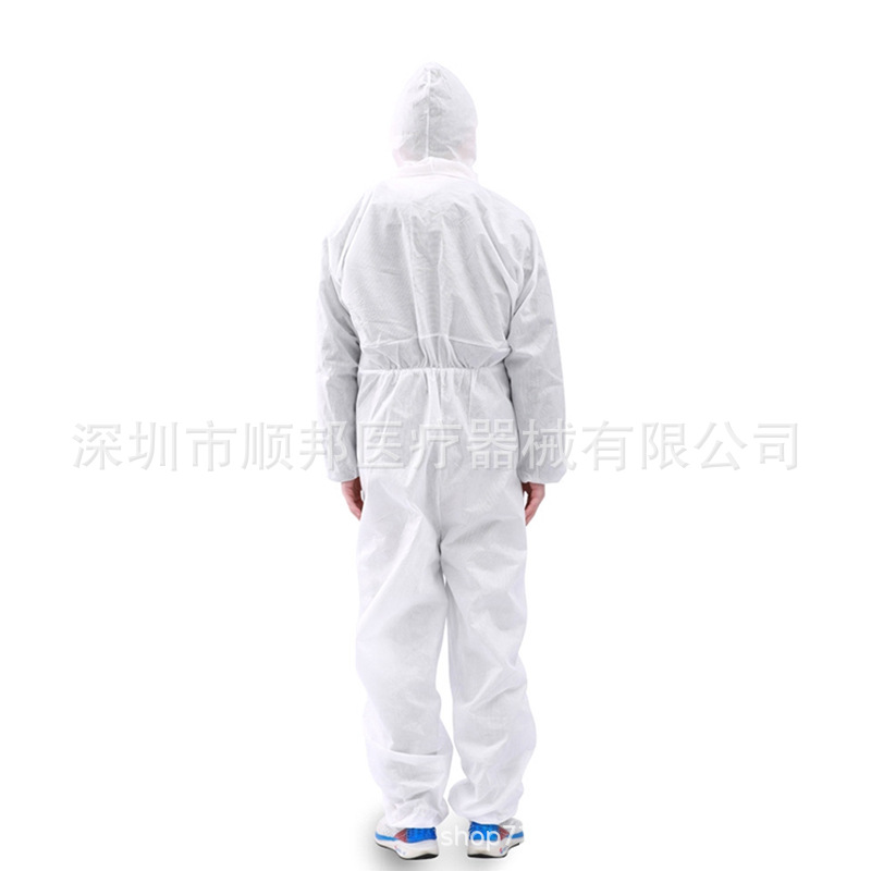 现货一次性医用隔离衣连体带帽独立包装SMS无纺布防疫隔离防护服
