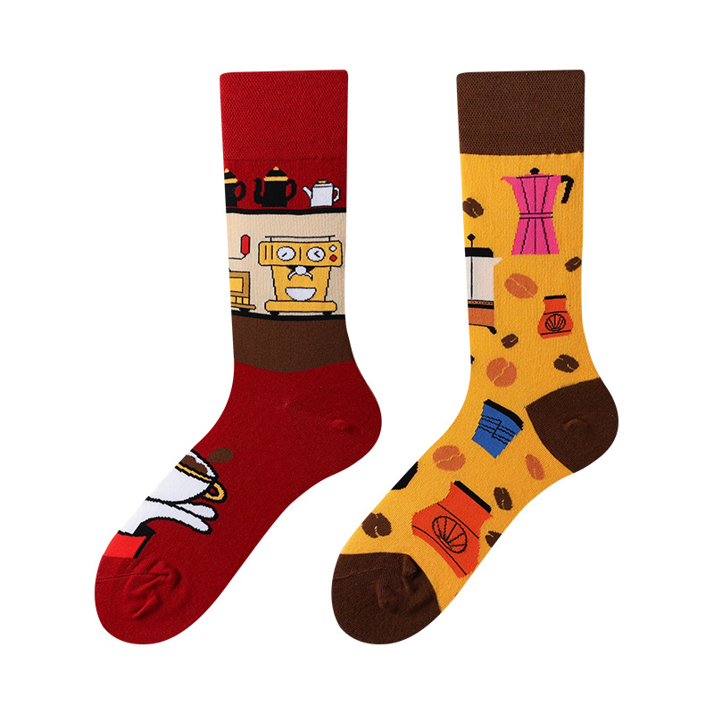Hombres y mujeres AB diseño original asimétrico calcetines estilo callejero personalidad dibujos animados ab medias creativas calcetines de algodón