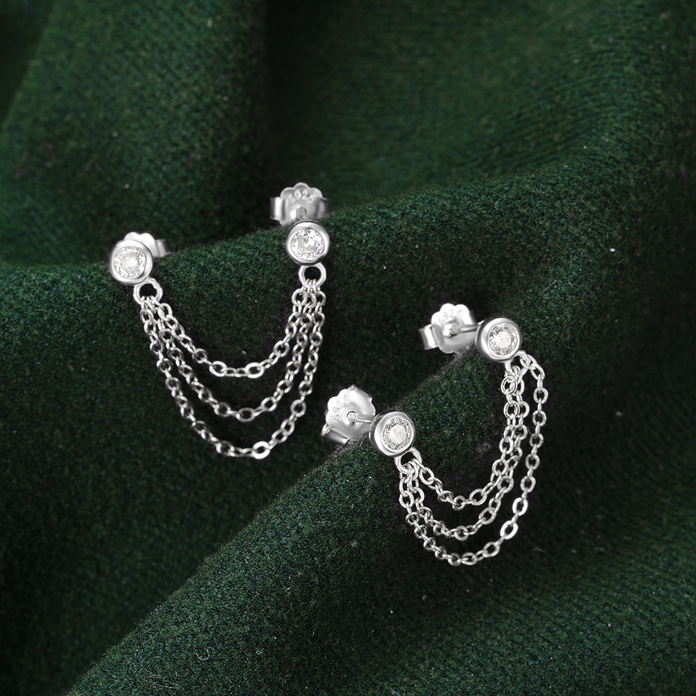 1 Pair Ig Style Geometric Tassel Sterling Silver Drop Earrings display picture 22