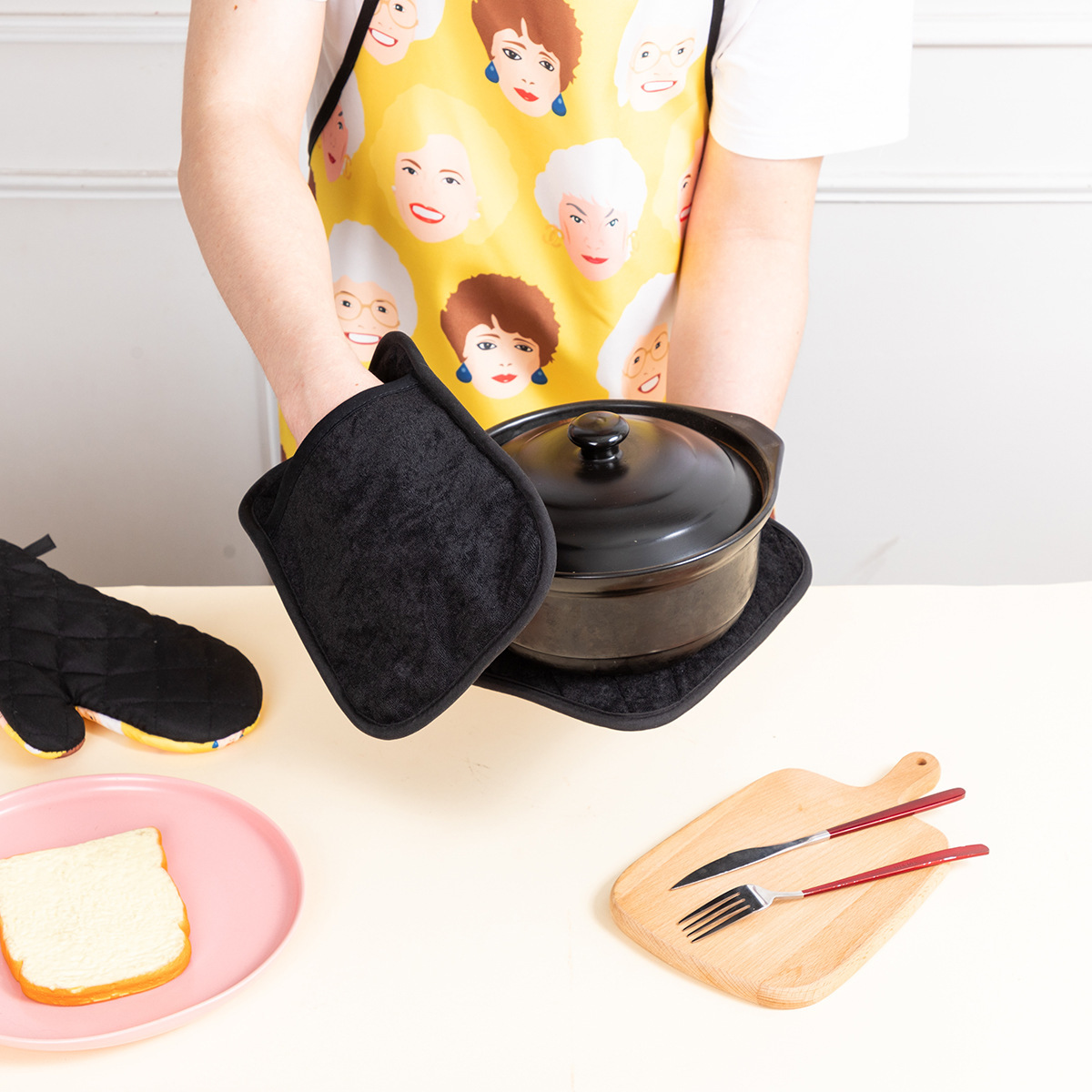 Guantes para horno interstibles, almohadilla de aislamiento térmico tipo bolsillo, almohadilla para mesa, guantes para horno microondas, almohadilla de aislamiento térmico al por mayor