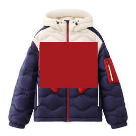 现货2025冬季新款撞色复古风蝴蝶结户外保暖羽绒服XMY119175