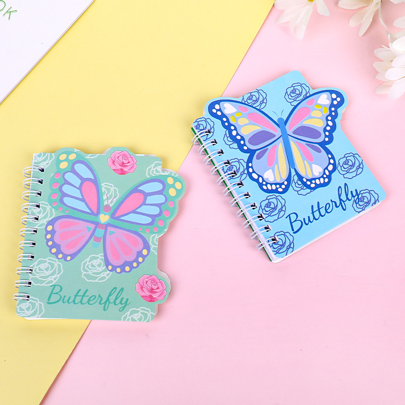 Weibo creativo bobina de dibujos animados libro estudiante mariposa portátil pequeño cuaderno lindo niños pequeño regalo texto