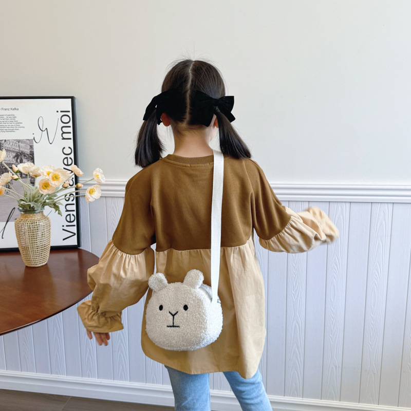 Hermosa y linda bolsa de hombro para niños y niñas, mini bolsa de cambio para bebés, perros, 2025 nuevo bolso de peluche para niños