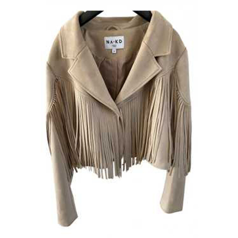 Independent Station Amazon Short Long Sleeve Suede Leather Jacket Tassel Punk Fashion Women's Jacket 8135