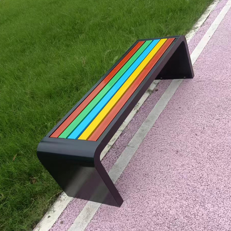 Banco de parque para exteriores, doble asiento de acero inoxidable, ideal para estaciones de autobús, plazas y patios de ocio image 11
