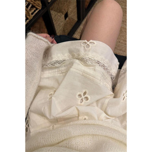White Hollow-Out Shorts A-Line Pear-Shaped Body No-Show Butt Plus Size Chubby Petite Summer Relaxed Pants