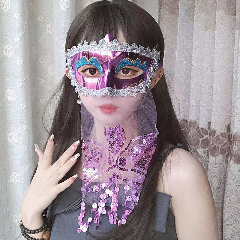 Cara completa princesa velo máscara danza del vientre fotografía de Halloween actuación en el escenario COS disfraces accesorios de baile