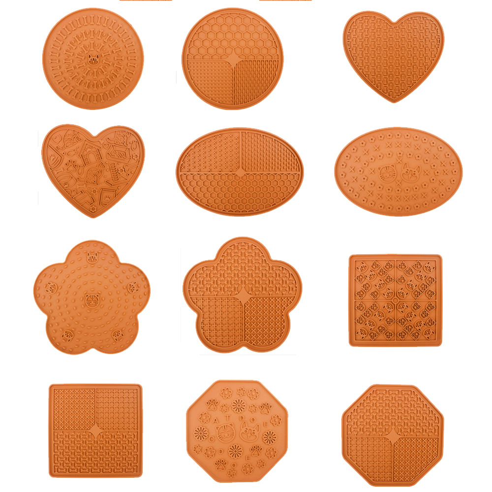 Amazon caricatura de grado alimenticio cojín de comida para mascotas, almohadilla de comida rápida cuadrada para perros, almohadilla de comida lenta anti-asfixia fácil de limpiar