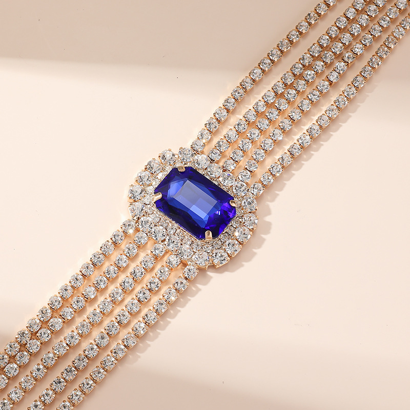 Heart Crystal Choker Necklace Multi-layer Statement Jewellery_voghion.com