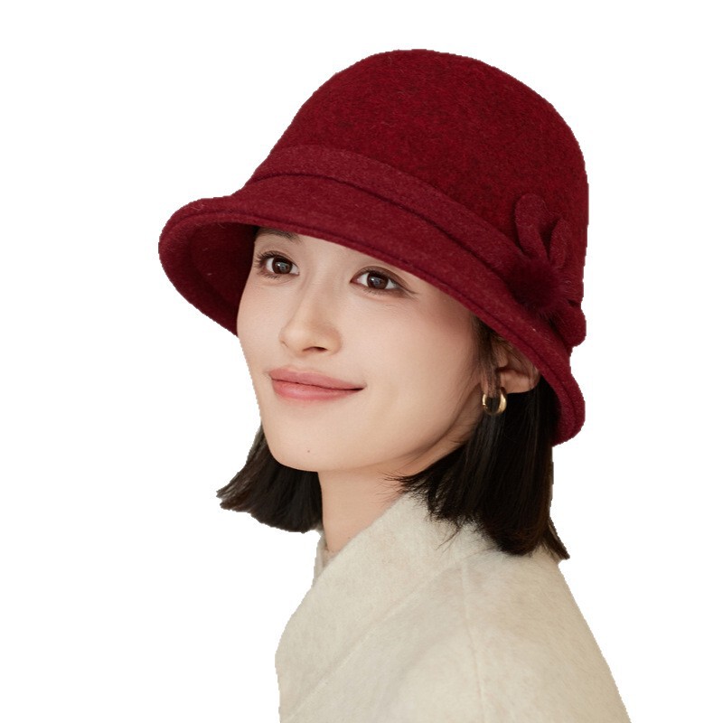 韩版仿羊毛保暖渔夫帽秋冬季帽子女优雅英伦风盆帽复古百搭水桶帽|undefined