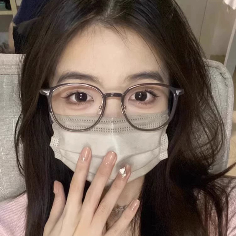 Cold brown glasses Danyang glasses can be equipped with anti-blue light pure titanium Korean slim glasses frame wholesale 00502