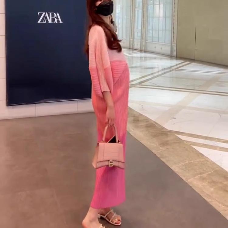 Miyake 2025 Spring New dress Women's New Summer High Temperament Fashion French Pleated Pregnant Women's Dress