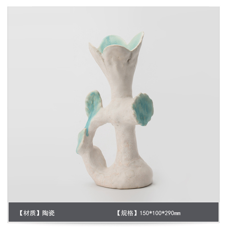 中世スタイルのセラミックフラワー花瓶装飾アートB&Bモデルルームゲストテーブルハイエンドフラワーアレンジメント装飾|undefined