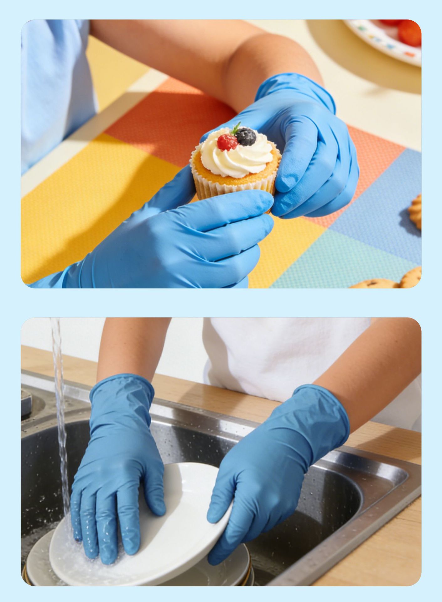 Kinder-Nitril-Einmalhandschuhe Größe XS, verstärkt, Lebensmittelqualität, gegen Verschmutzung, zum Zeichnen, Gärtnern, für Handwerk und Malerei