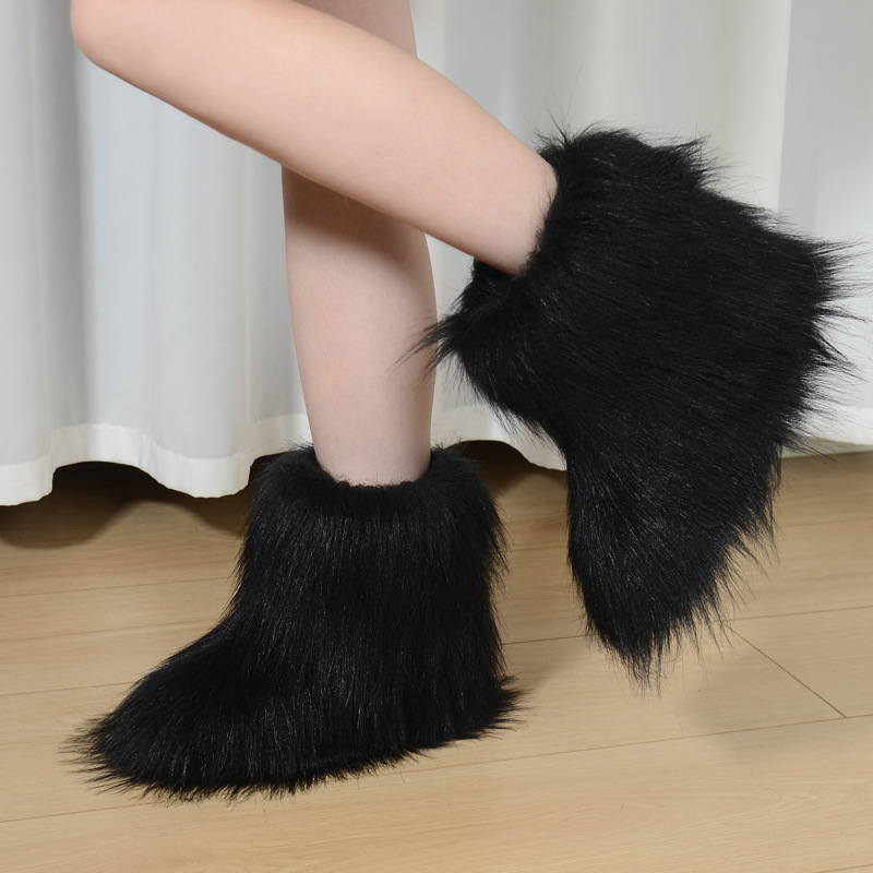 Children's Snow Boots Boys Winter New Baby Cotton Shoes Fleece-Lined Thickeneded Women's Fur Non-Slip Warm Fashionable Cotton Boots