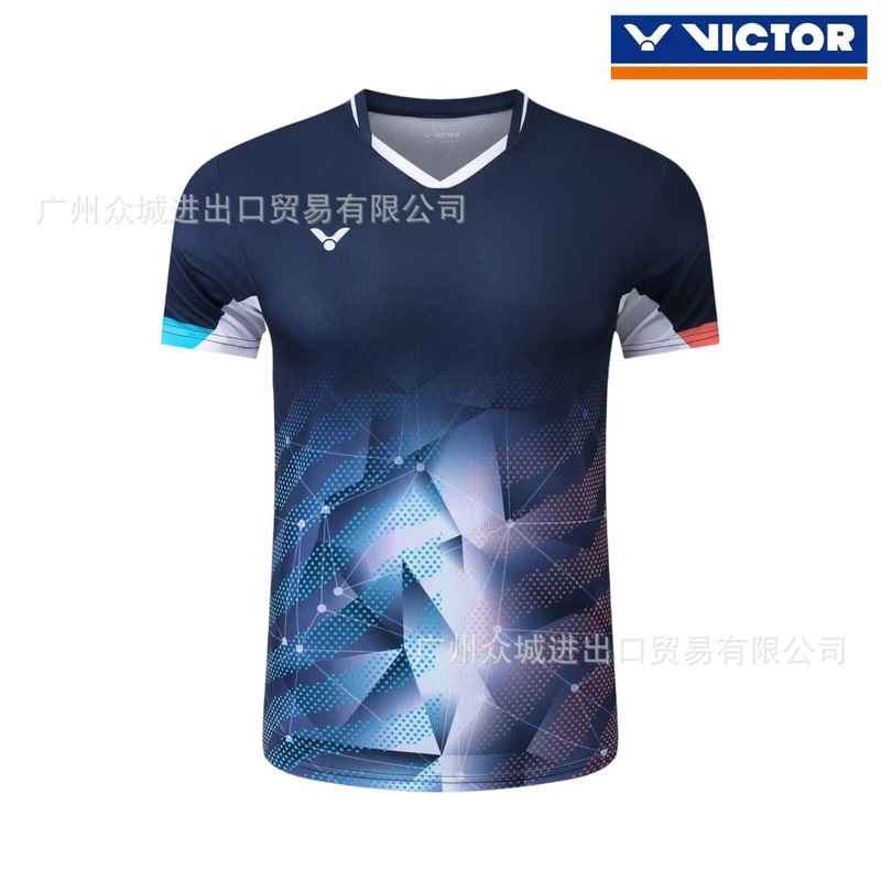 新しいスタイルの勝利バドミントンユニフォーム半袖男性と女性の高見え速乾スポーツウェアTシャツ競技チームユニフォームジャージプリント|undefined