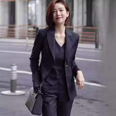 ネイビーブルースーツベストスリーピース講師ホストプロ通勤ビジネス面接衣装作業スーツスーツ女性用
