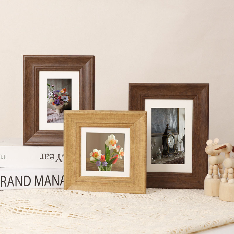 Cross-Border American Retro Wooden Photo Frame Table 6-Inch 7inch 8inch A4 Art Photo Wall Hanging Art Frame Ornaments