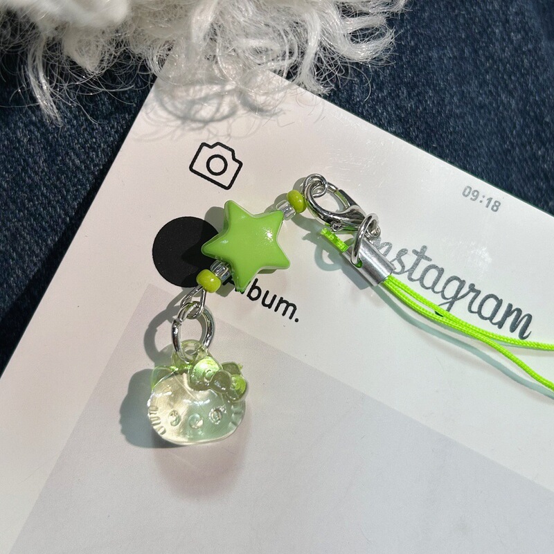 新款透明Kitty少女心串珠手机链包包挂饰ccd挂件星星可爱闺蜜礼物|undefined