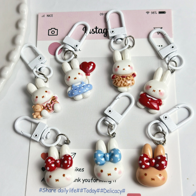Japanese-Style Outfit Balloon Bunny Keychain Soft Cute Girl Cartoon Student Bag Pendant Best Friend Gift Accessory Japanese-Style Outfit Balloon Bunny Keychain Soft Cute Girl Cartoon Student Bag Pendant Best Friend Gift Accessory