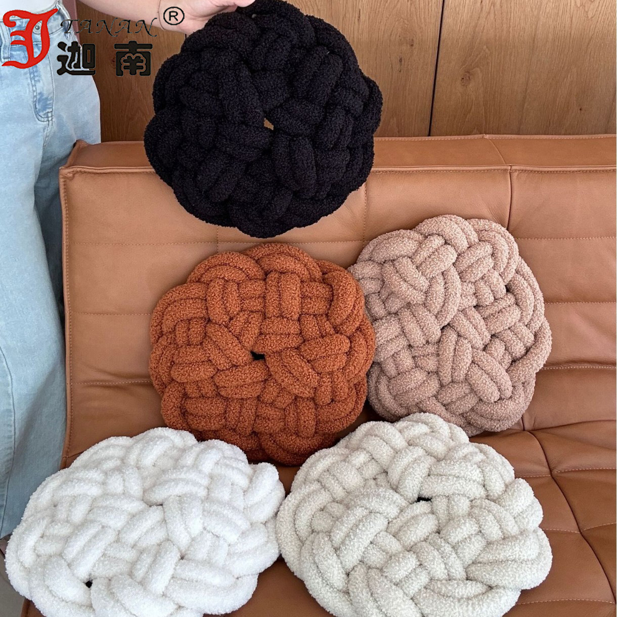 Cross-border Nordic Handmade Woven Cashmere Round Cushion Sofa Bedroom Cushion Pillow Home Decoration Bay Window Ornaments