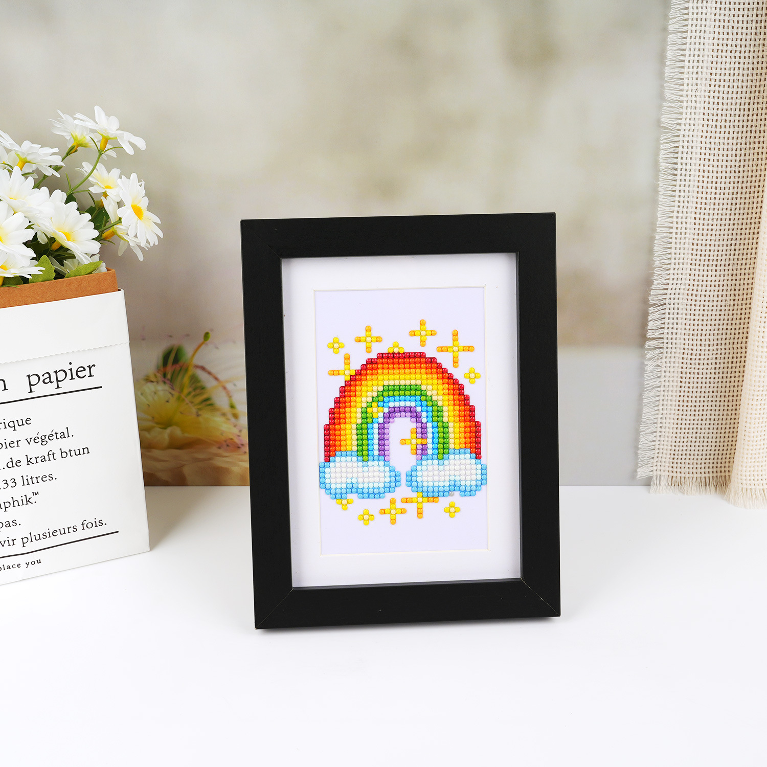 Nuevo transfronterizo 5D pintura de diamantes DIY edición de arco iris 5 * 7 pulgadas marco de fotos corazón encantador dibujo animado decoración de sirena