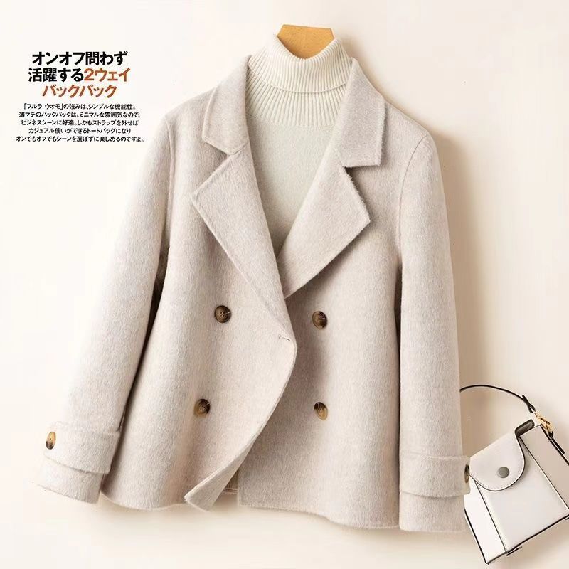 2025 New Style Petite Double-Sided Wool Coat for Women, Short Style, Spring and Autumn Korean Version, Elegant Woolen Jacket