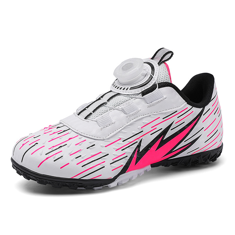 Binbinniao transfronterizo hebilla giratoria de los niños respirables de uñas rotas zapatos de fútbol zapatos de entrenamiento de hierba de interior zapatilla de deporte de fútbol