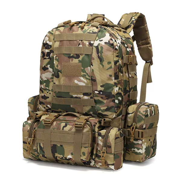 Color Matching Buckle Tactical Large Capacity Backpack Camping Oxford Cloth Outdoor Military Camouflage Mountaineering Combination Backpack Wholesale