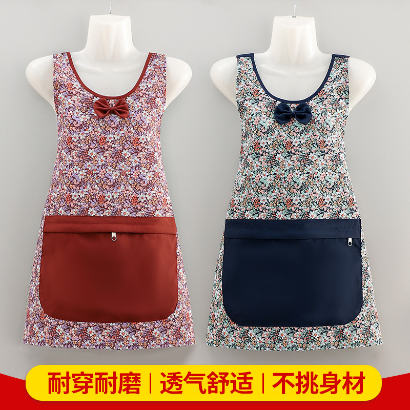 Delantal sin mangas impermeable a prueba de aceite cocina unisex antisucio cocina de alta calidad bolsillo con cremallera