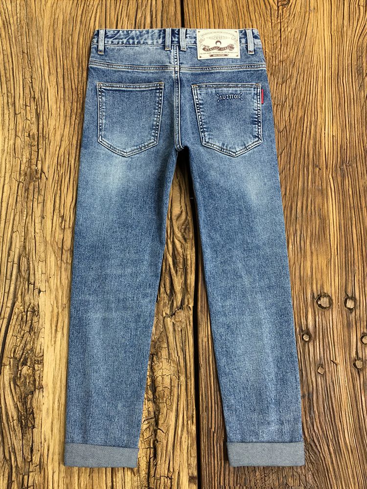 Hochwertige Jeans mit bedrucktem Bund für Herren im Sommer, trendige, elastische, schmal geschnittene Freizeithose für den Jugendtrend_voghion.com