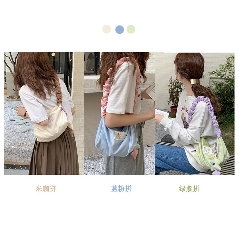 19212 corduroy retro underarm bag, sweet and youthful girl's single-shoulder bag with contrasting colors, cute student square bag Application Scenario