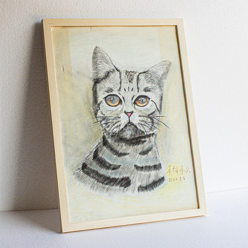 Solid wood 1 open picture frame mounting frame 2 open 4 open 8 open K simple Nordic studio school sketch gouache black and white wall hanging