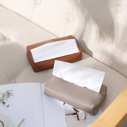 Wholesale creative leather tissue box Nordic style home living room light luxury tissue box bedroom high-end paper tissue box