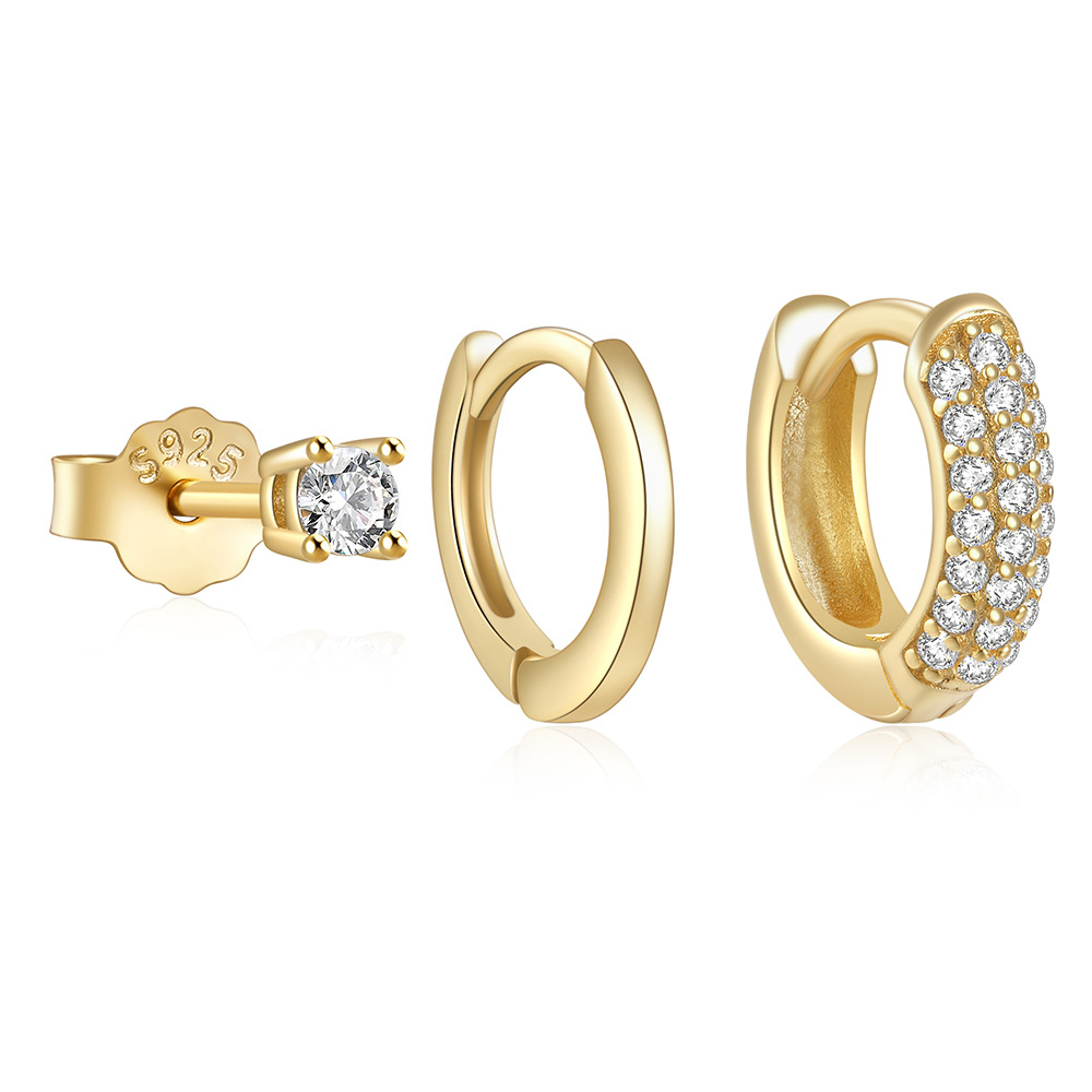 4g Weight Zircon Inlay Material Earrings Classification 3 Pieces Set Quantity Daily Occasion 925 Sterling Silver Material Geometric Pattern Women's Gender Plating, Inlay Design Simple Style Style 3 Pieces Set 925 Sterling Silver Zircon Geometric Earrings 96